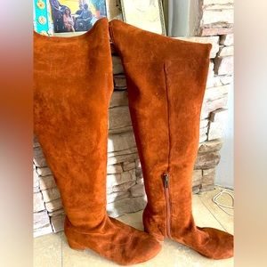 Rust colored over the knee boots